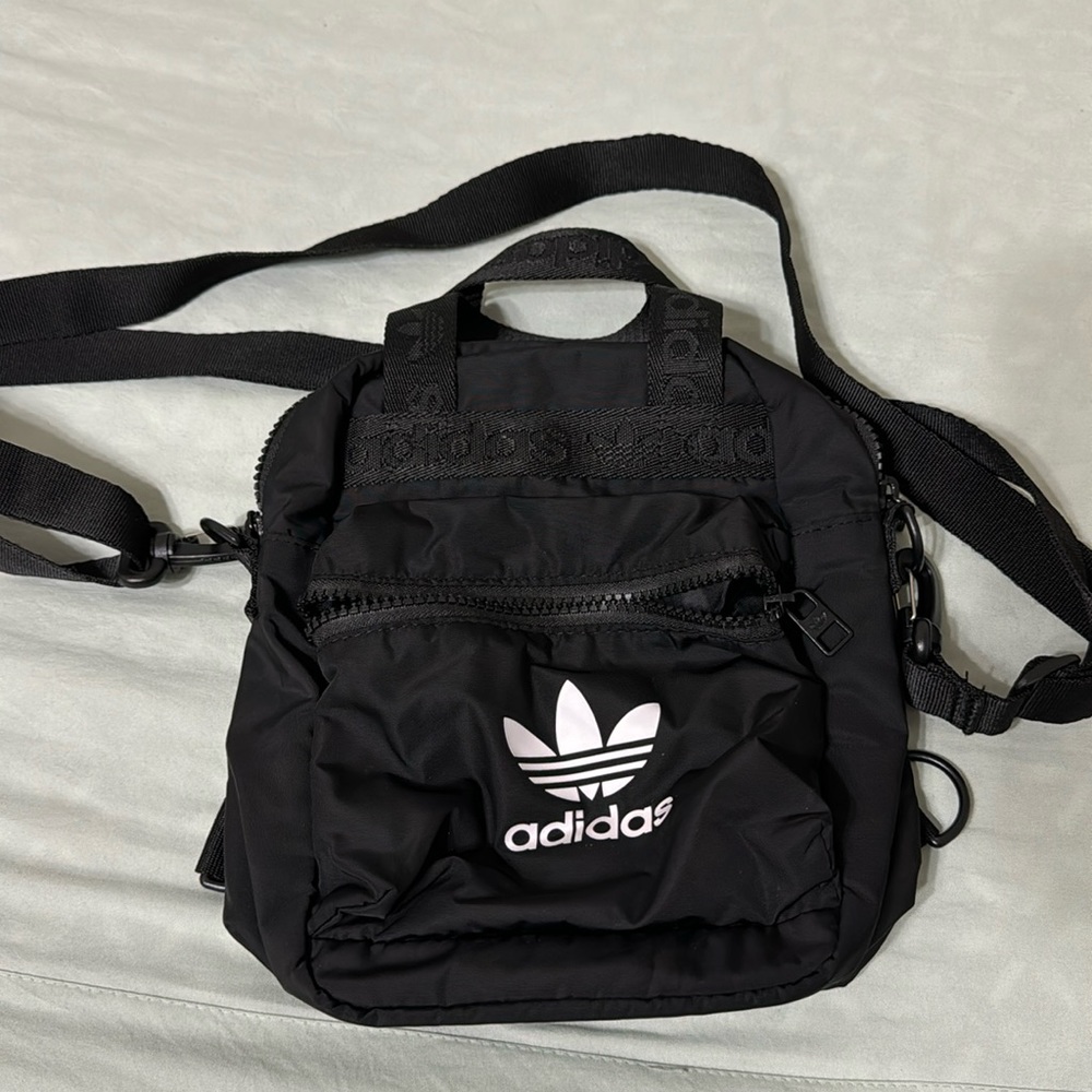 adidas Originals Micro Backpack Small Mini Travel Bag, Black/White, One Size
